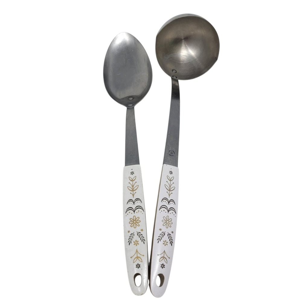 Vintage Flint Arrowhead Harvest Wheat Serving Spoon Ladle Set of 2 MCM USA
